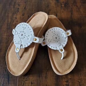 Jack Rogers Girls Platform Sandal In White Leather NWOT Size 13